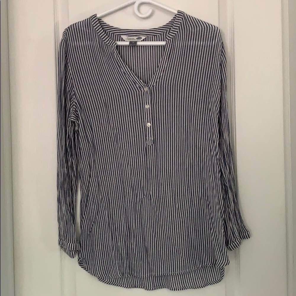 Old Navy tunic shirt navy and white stripes